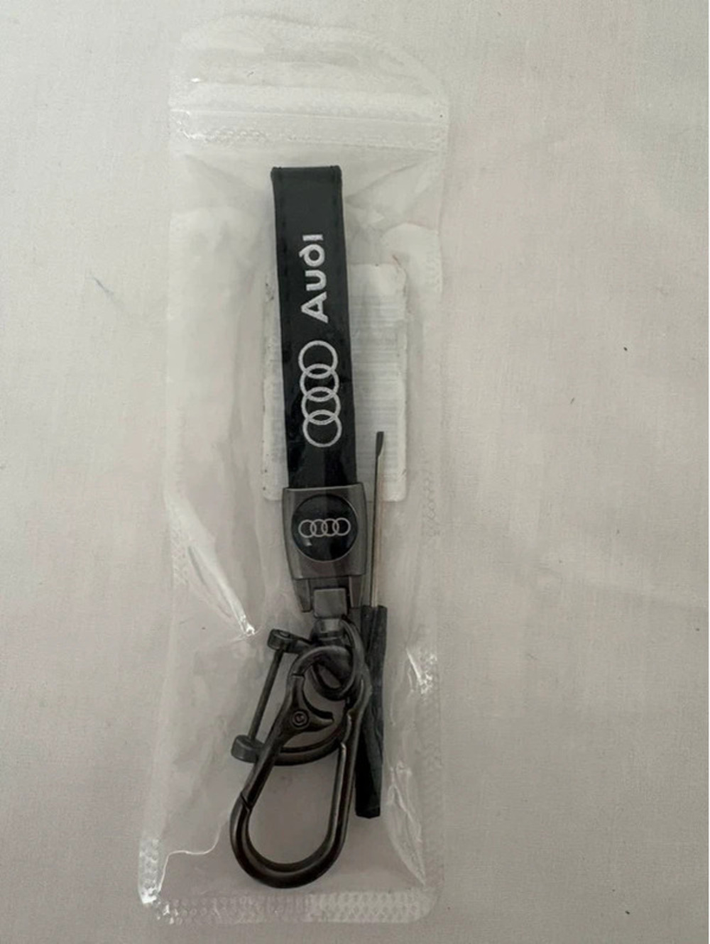 Audi Logo Wristlet Keychain Black Swivel Clip New in Package